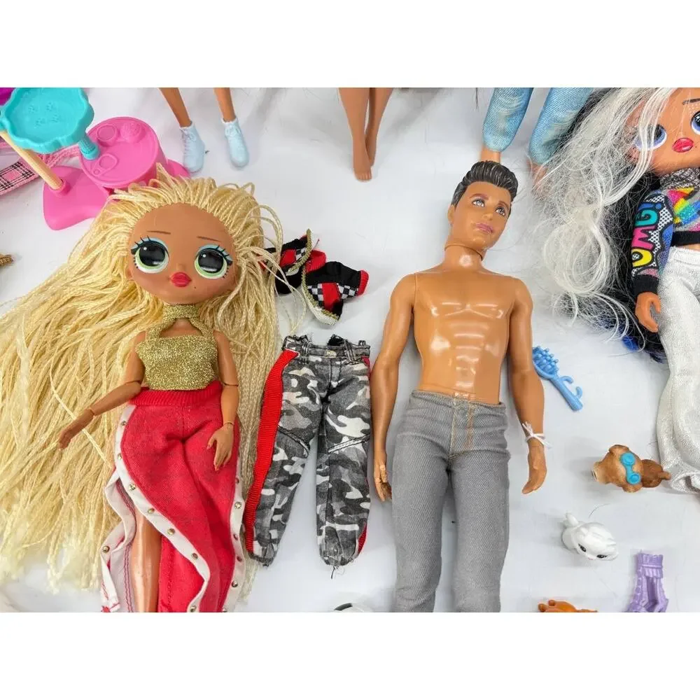 Barbie LOL Surprise OMG Ken Mixed Doll Lot Clothes Accessories 4.70 lb